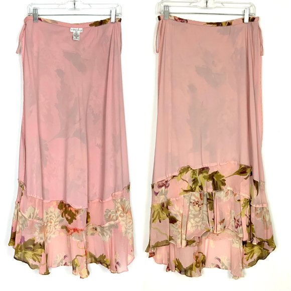 Paradise NY BOHO Cottagecore Romantic Floral Beaded Maxi Skirt Sz S - Picture 12 of 16